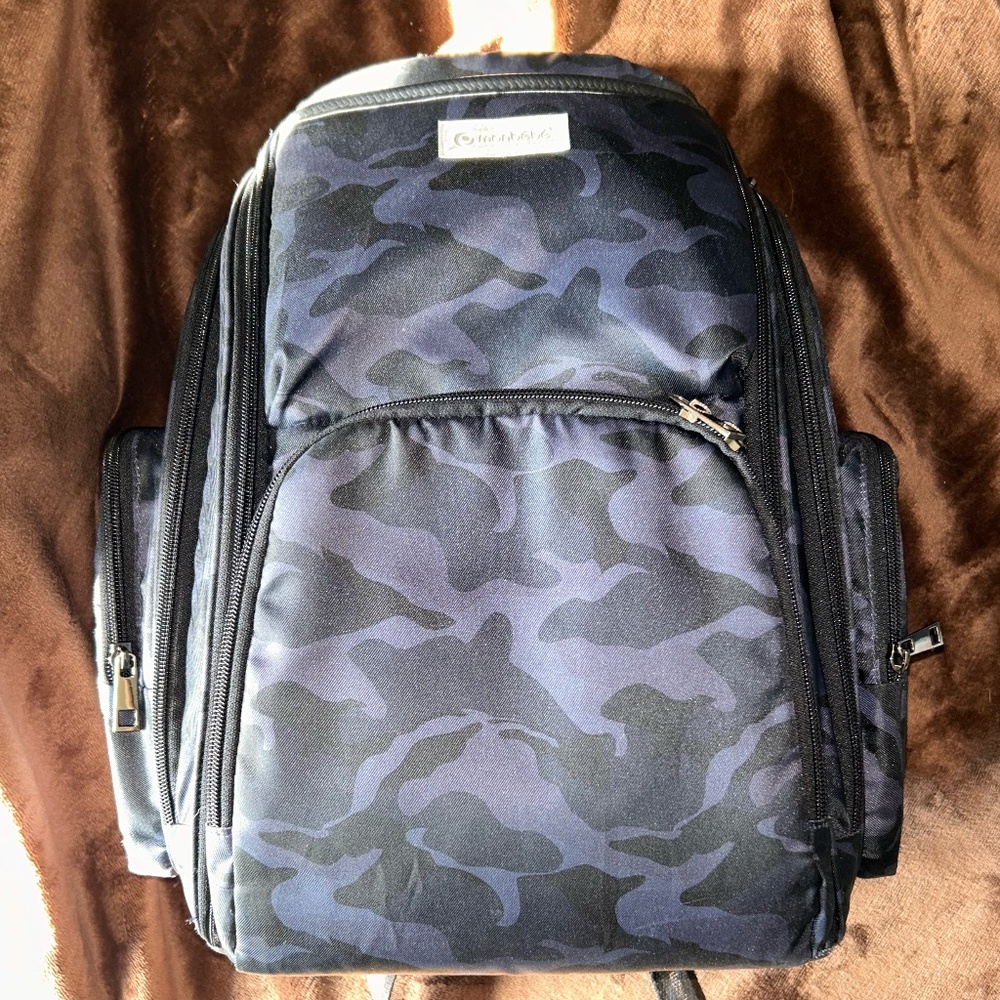 Monbaby blue camo diaper bag/backpack NO CHANGING PAD